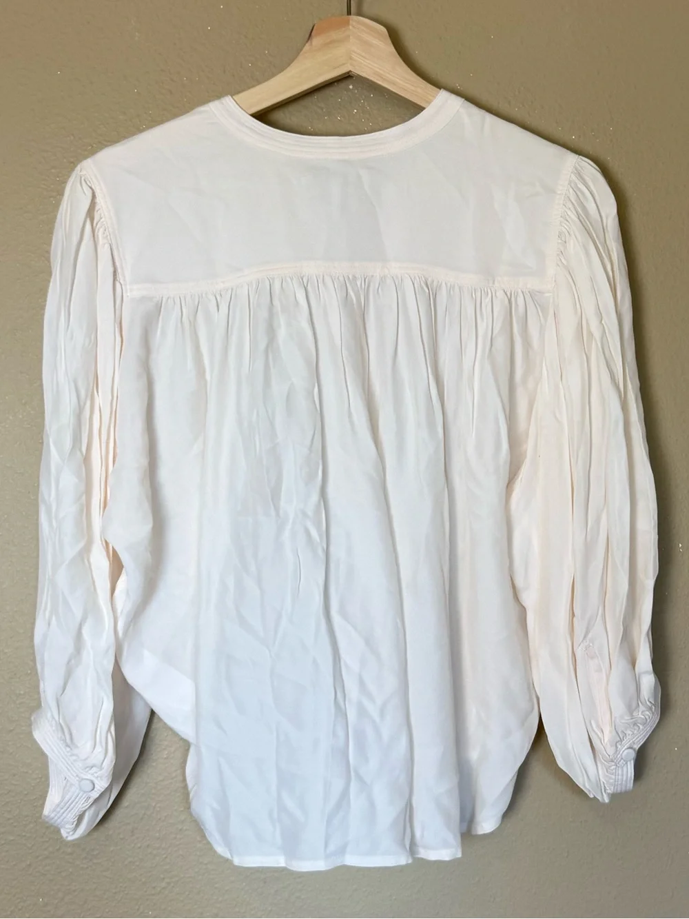 Madewell Puff-Sleeve Button-Front Blouse in Cream NWT Size Medium